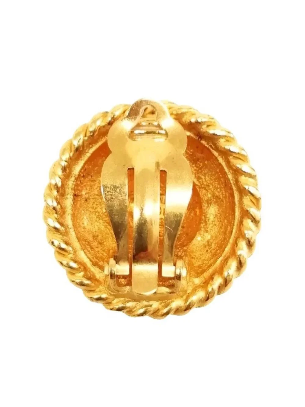 Chanel Logo Single Earrings Vintage Gold